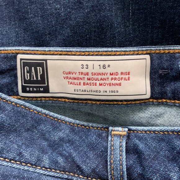 Gap  Mid Rise Curvy True Skinny Jeans Dark Indigo 33 / 16 - Picture 12 of 12